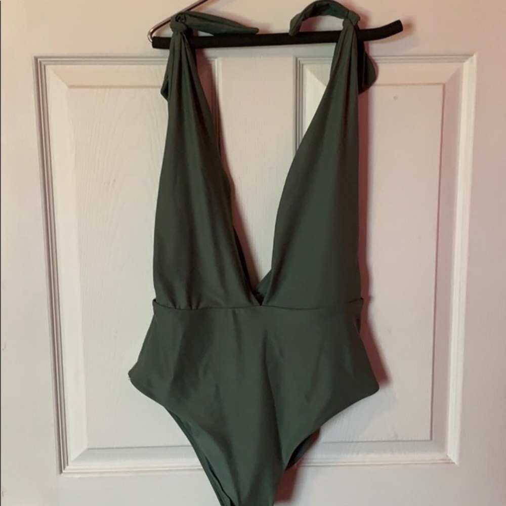 Aerie one piece swimsuit olive green Medium long